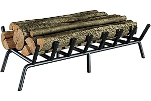 jkxoo 30-Inch Fireplace Grate, Heavy Duty 8-Bar Log Rack Holder Made of Solid Round Steel for Indoor/Outdoor Fire Pits, Wood Stoves & Kindling Tools