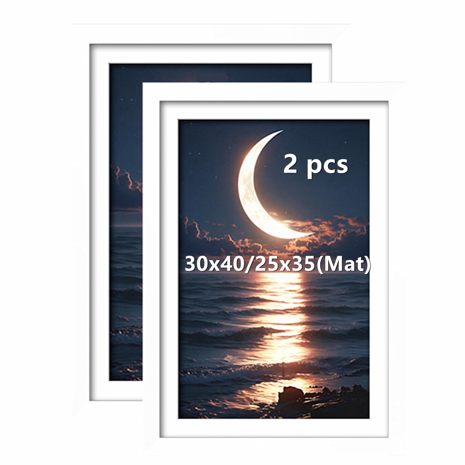 Aeadar 30x40cm Wood Picture Frame, Diamond Art & Diamond Painting Frame, 30cm x 40cm Photo Frame for Wall Decor (2 Pack, White)