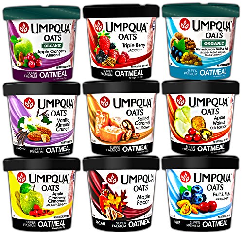 Umpqua Oats Oatmeal Super Premium Sampler Variety Flavor Pack Gluten Free 2.57 Ounce Meals (9-Count)