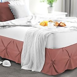 Nestl Pink Clay Bed Skirt Queen Size, Pinch Pleat