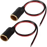 MEIRIYFA Car Charger Power Cigarette Lighter Female Socket Pigtail Connector Bare Wire 12AWG Pure Copper Extension Cable Car Replacement Cigar 30A DC 12V/24V - 2 PCS