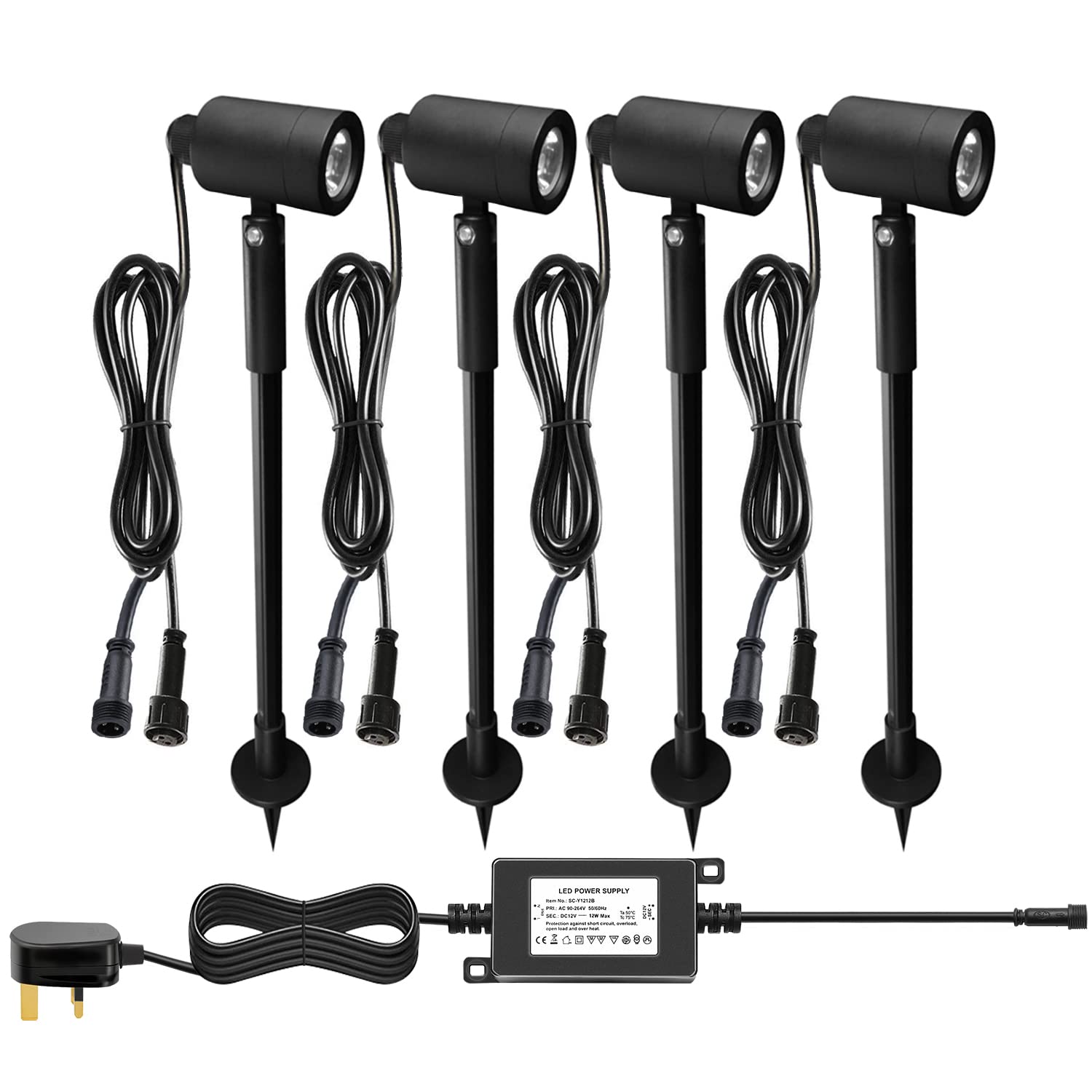 CHNXU Garden Outdoor Lights LED Outdoor DC12 Low Voltage 3W 2700K-6500K Pathway Lighting Waterproof IP65 Garden Pathway Lights for Lawn Yard Patio (4 Pack, Blue)