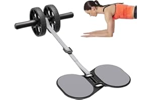 Ab Roller Wheel with Adjustable Resistance, Abdominal Workout Machine with Knee Mat, Automatic Rebound and Detachable for Beg