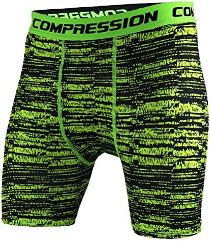 High elastic mens geometric wave compression short tight green