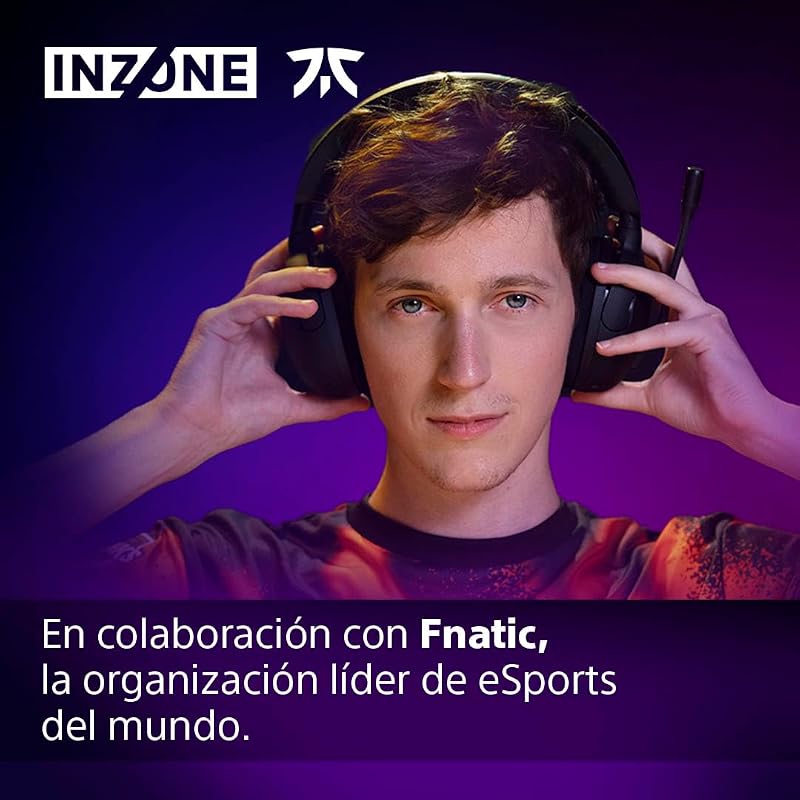 Sony inzone h5 - fone de ouvido para jogos sem fio, som espacial 360 para jogos, assento confortável, bateria de 28 horas, baixa latência, microfone compatível com ai, pc e ps5, colorido