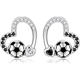 Sterling Silver Soccer Stud Earrings Hypoallergenic Soccer Earrings for Women Sports Jewelry Gifts for Women Sports Lovers Fans