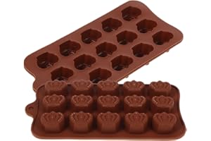 jojofuny 2pcs Crown-Shaped Chocolate Molds Silicone Baking Molds for Candy Jelly Fondant Making, Food-Grade Non-Stick Flexibl