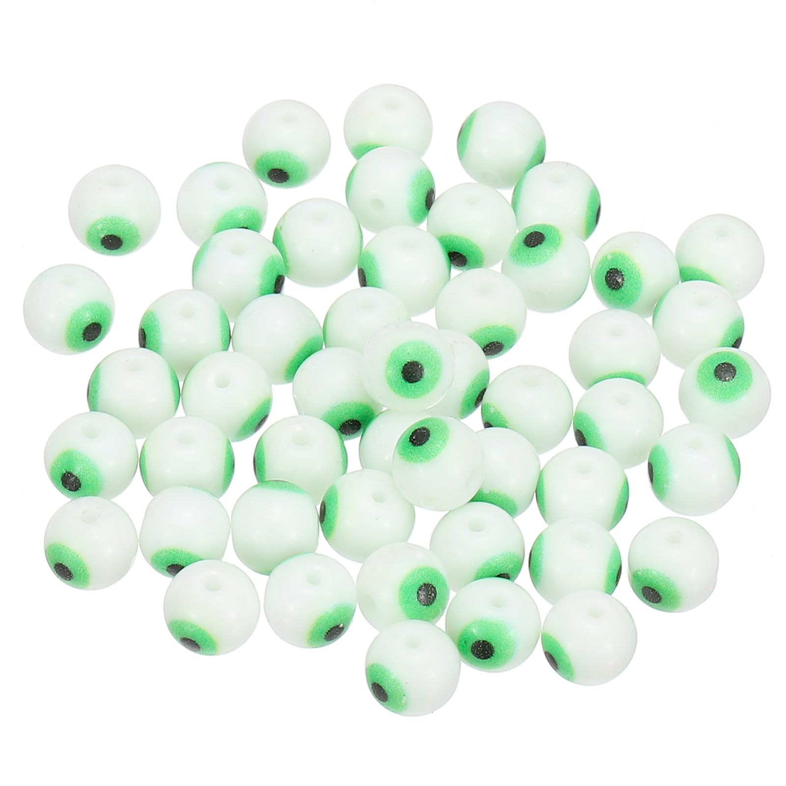 PATIKIL 8mm Evil Eye Beads, 100 Pcs Glass Turkish Evil Eye Charm Round Spacer Beads Pendant Connector for DIY Art Craft Bracelet Necklace Earrings Making, White Green