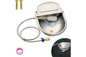 Boajf Automatic Water Dispenser for Dogs with Drainage System, Auto Water Dog Bowl with Float Valve, Self Watering Trough with Quick Connector Adapter for Horse, Chicken, Livestock (2 Gallon)