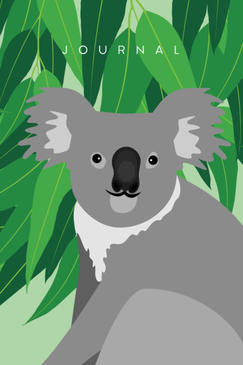 Friendly, Cute Koala and Eucalyptus Leaves Journal. 200 page lined notebook (6 x 9) for writing, journaling or as a diary. Gift for koala lovers.
