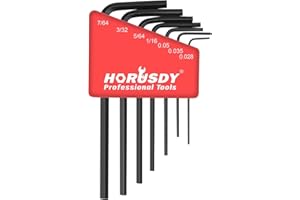 SEDY 7-Piece Mini Hex Key SAE Set, Imperial L Shape Allen Wrench, 0.028, 0.035, 0.05, 1/16", 5/64", 3/32", 7/64", Cr-V