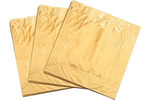 YONGBO 100Pcs Gold Leaf Sheets 5.5" by 5.5", Gold Foil Sheets for Gilding, Painting Arts, Crafts Nails and Home Decoration