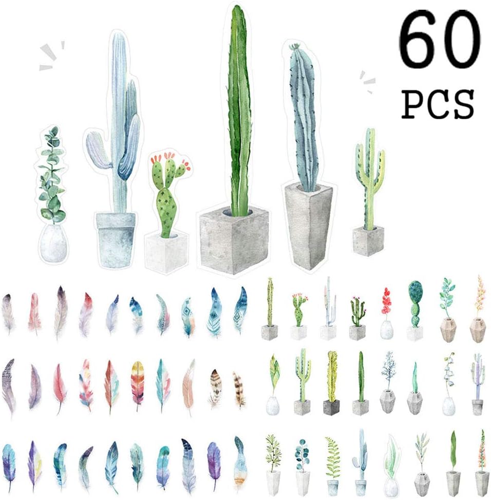 Plant Feather Shaped Colorful Bookmarks for Men Women Kids Children Boys Girls, Botanical Garden Flower Leaf Book Marker for Student (60 Pack)