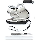 Silicone Case Compatible with Soundcore V20i by Anker with Keychain,Cleaning Kit and Lanyard Soft Protective Shockproof Cover for Anker Soundcore V20i Open-Ear Headphones-Black