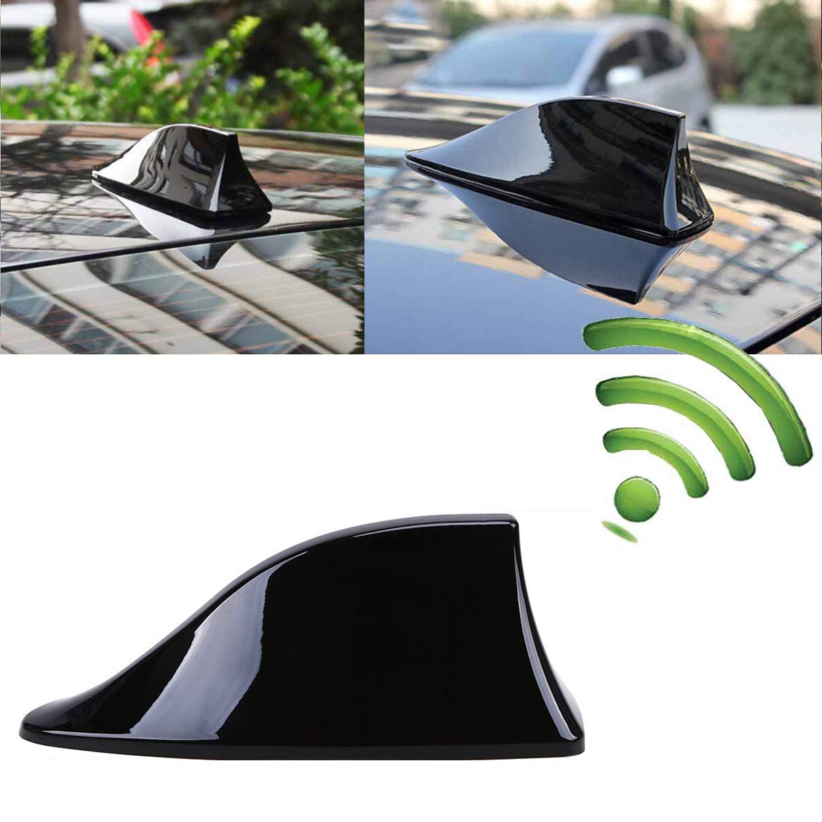 Heart Horse Universal Car Aerials Shark Fin Antenna Cover Car Trim AM/FM Signal Design Roof Antenna with Aerial Adhesive Base for Car SUV Truck Van (Black)