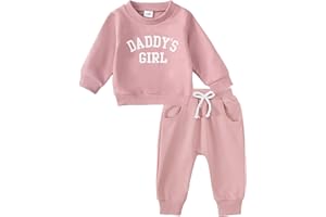 Yvowming Baby Girl Clothes Daddy’s Girl Long Sleeve Sweatshirt Pullover Tops + Joggers Pants Fall and Winter Outfit Set