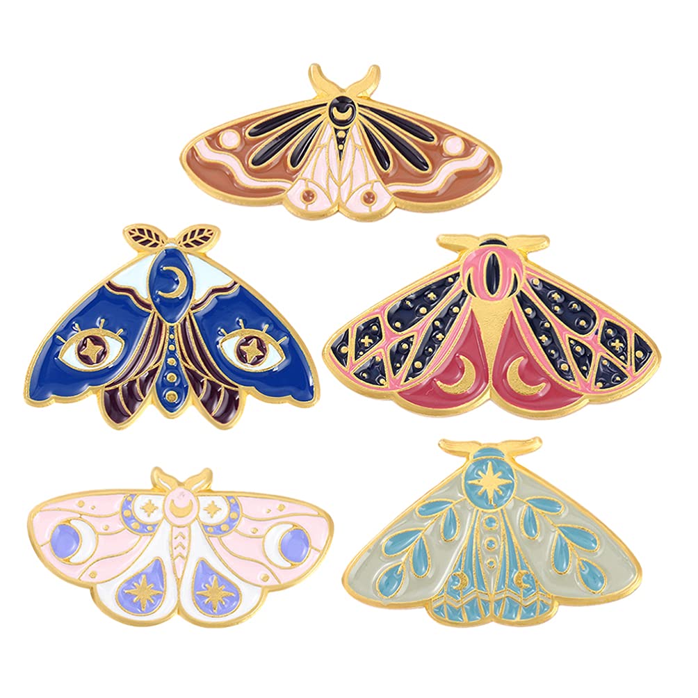 Holibanna 5pcs Brooch Creative Butterflies Moth Badge Alloy Clothing Decors
