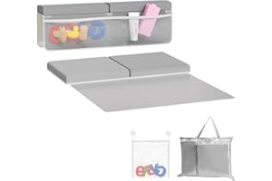 Athradies Baby Bath Essentials Bath Kneeler and Elbow Rest Pad Set 1.5" Thick Baby Bath Kneeler Lightweight and Quick-Drying Bathtub Kneeling Pad with Toy Organizer for Comfortable Bath Time Grey