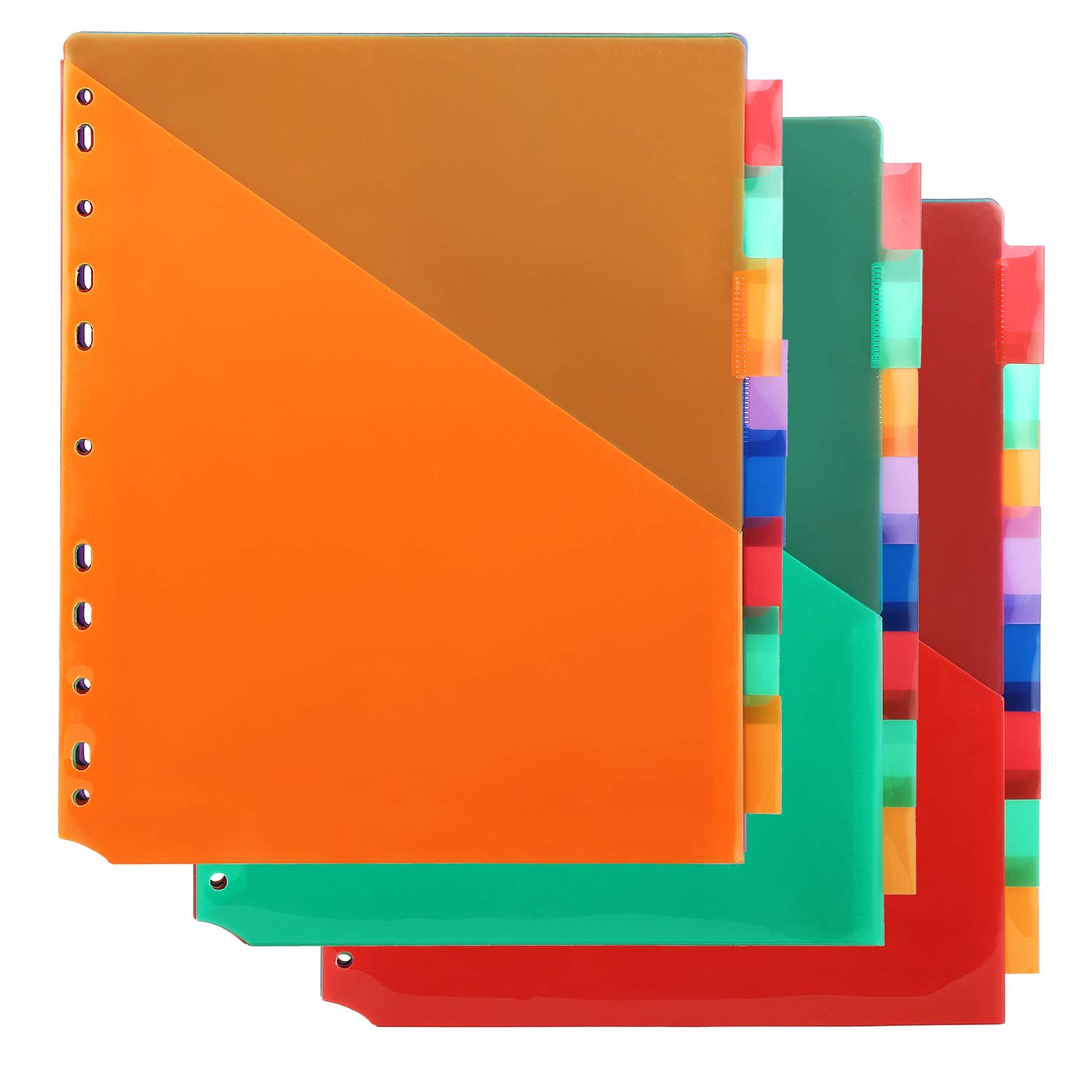 Binder Dividers w/Two Pocket Binder Index Dividers 8-Tab Set Pack of 3 Sets Multicolor Tab dividers Plastic Binder Dividers with Tabs