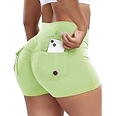 SEASUM Women Pocket Shorts 3"/4.5" Scrunch Butt Workout Cargo Shorts V Waist Yoga Booty Lifting Gym Bottom