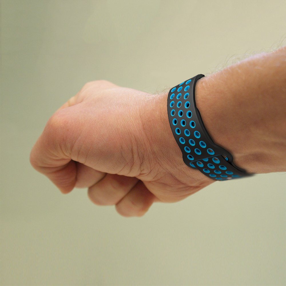 Accessories for Fitbit Blaze Band Strap,Gel Soft Silicone Replacement Sport Band for Fitbit Blaze Smart Fitness Watch (Black&Blue, 5.1-6.9 inch)