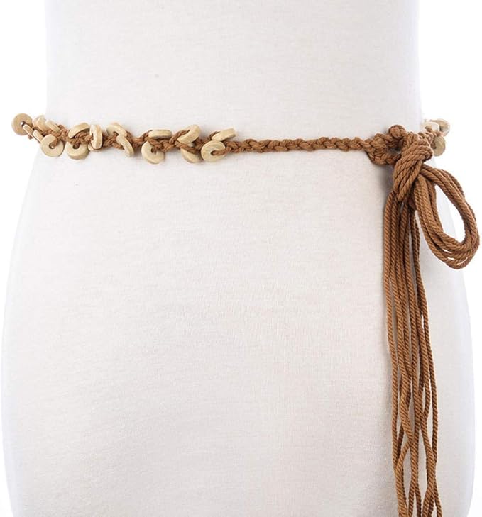 Belt Accessories Woven String Rope Waist ChainBeige Women'S Elastic Belt Decorative Retro Belt