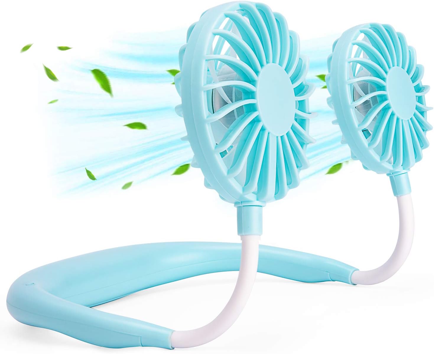 blue Wearable Neckband Cooler Office Hand Free Personal Mini Fans USB