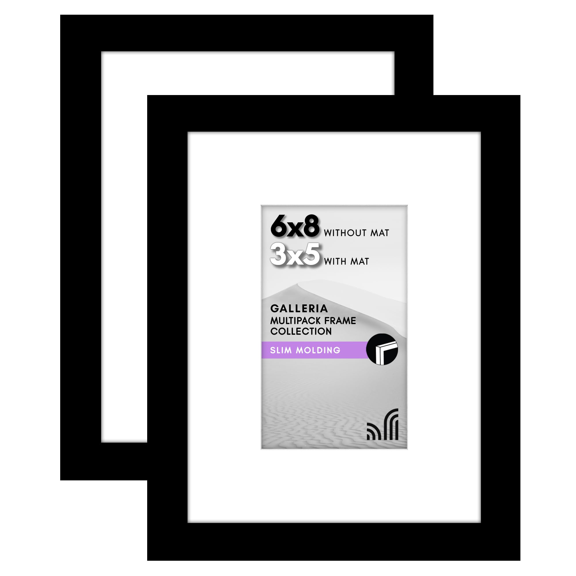 Photo 1 of ***SIMILAR ****  6x8 Picture Frame with Polished Plexiglass - Set of 2 - Use as 3x5 Frame with Mat or Display 6x8 Photo Without Mat - Galleria Collection - Picture Frames for Tabletop and Wall - Black