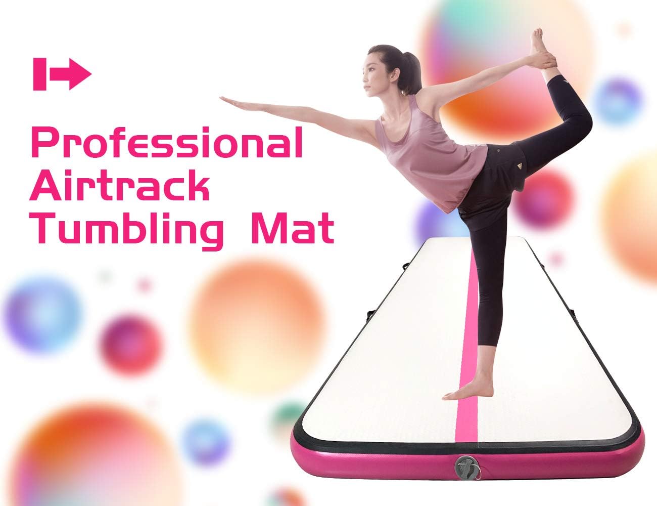PreGymnastic 10ft, 13ft, 16ft, 20ft, 26ft, 33ft, 39ft Airtrack Tumbling Mat 4in, 8in, 12in Thickness P3, Inflatable Gymnastics Mat with Electric Air Pump : Sports & Outdoors