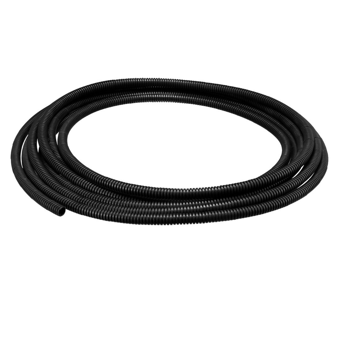 sourcingmap 6 M 6.5 x 10 mm PP Flexible Corrugated Conduit Tube for Garden,Office Black, 6m / 19.7ft Length