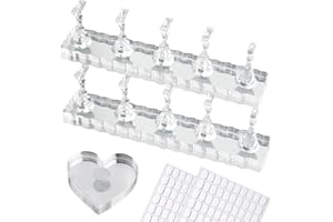 ESUOHYM Nail Stand For Press On Acrylic Strong Magnetic Nail Holder Kit For Painting Nails Tip Arts Display With 200PCS Double-Sided Tape And 1 Heart Shaped Acrylic Magnetic Presson Stands Nail Art Supplies