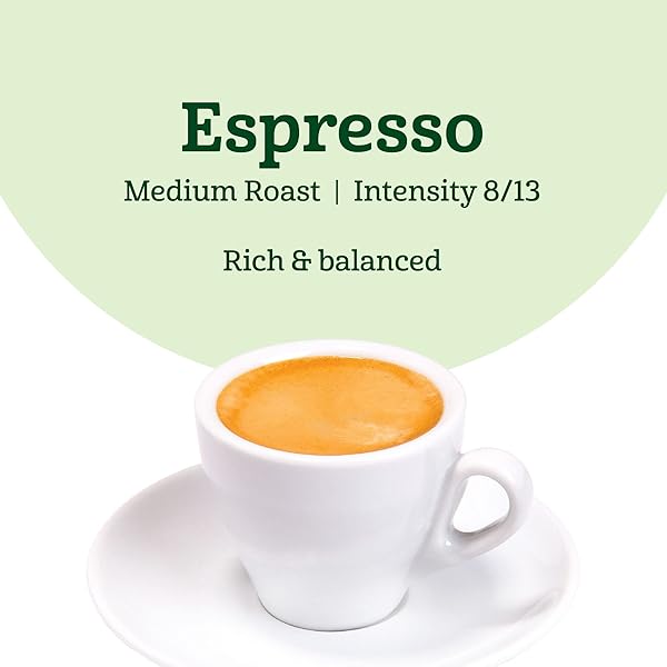 AMAZON FRESH ESPRESSO MEDIUM ROAST ALUMINUM CAPSULES, COMPATIBLE WITH NESPRESSO ORIGINAL BREWERS, INTENSITY 8/13, 50 COUNT (5 PACKS OF 10)