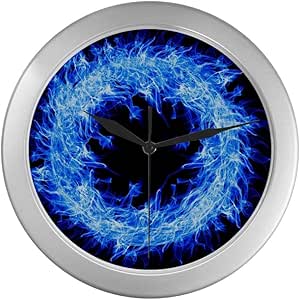 Reloj colgante de pared Anillo de fuego Círculo Llama de fuego azul