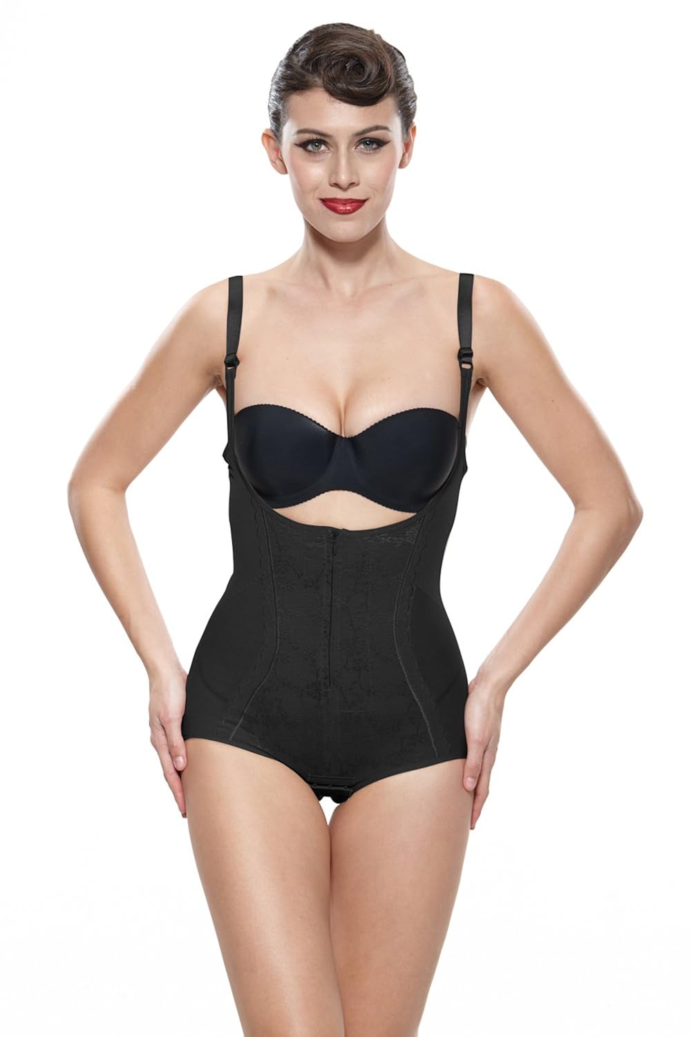 Franato Women's Open Bust Bodysuit Firm Control Shapewear Body Shaper