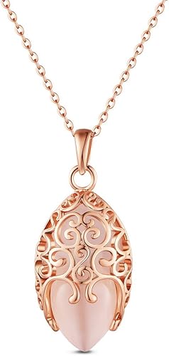 Sweetiee Collier Femme En Argent 925 Sterling 18k Plaque Or Pendentif Motif Decoratif Avec Yeux Des Chat Or Rose 450mm Amazon Fr Bijoux