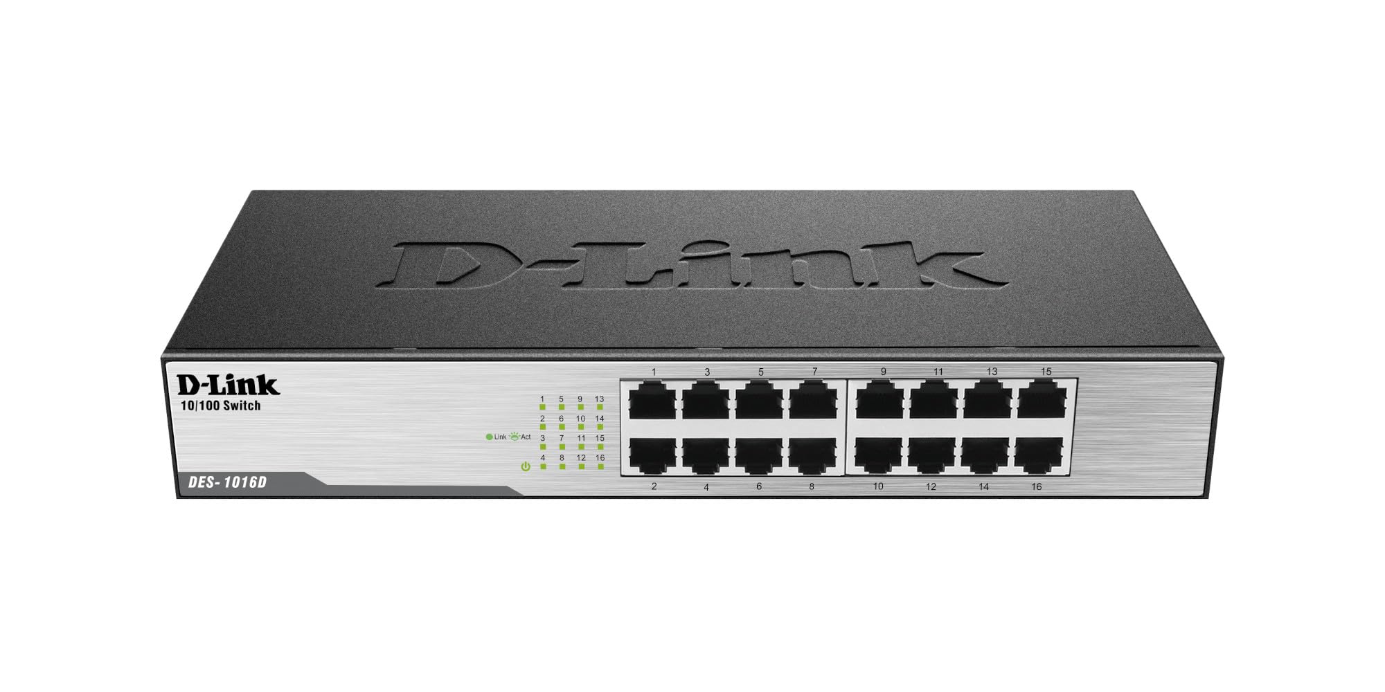 D-Link DES-1016D/B 16-Port Fast Ethernet Unmanaged Metal Desktop Switch - UK Version