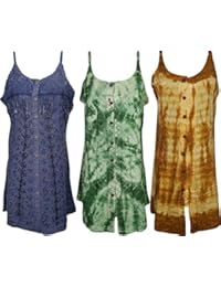 Wholesale Lot Of 3 Womens Shift Dress Button Front Tie Back Embroidered Boho Sundress ML