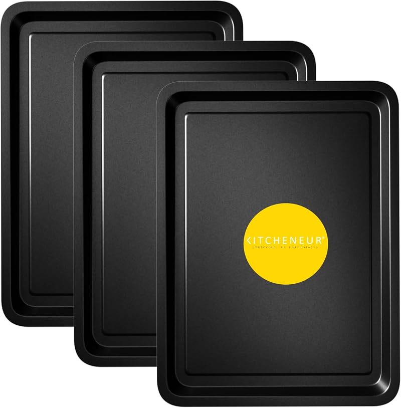 Kitcheneur 3-Pack Essentials Baking Tray Set 32cm Non-Stick Oven Pan