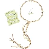 DDazzling Flower Crown Floral Wreath Headband Floral Garland Headbands Photo Props,Rose Flower Crown Kit, 3 Piece (Ivory and Gold)