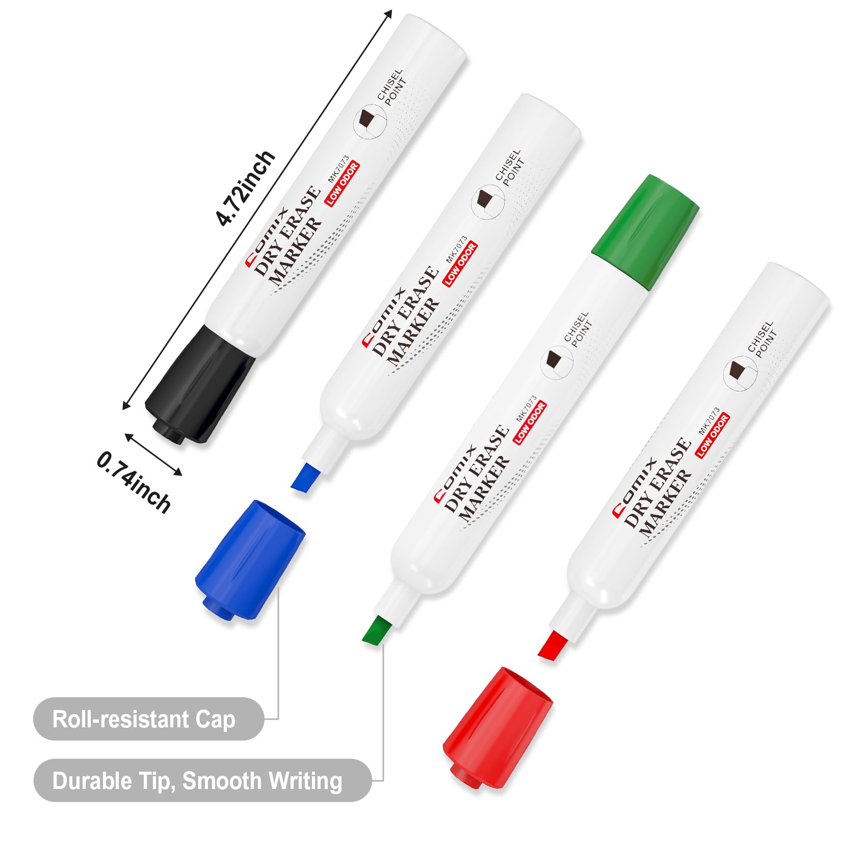 Comix Whiteboard Marker, 36 Whiteboard Stifte abwischbar,Set mit 4 Farben Keilspitze Stifte Marker,geruchsarm, dick ideal für Klassenzimmer, Büro und Kinder 4