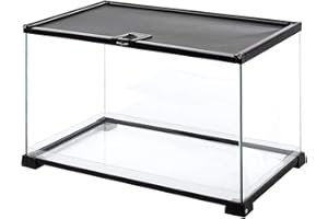 REPTI ZOO Full Glass 15 Gallon Reptile Tank, Medium Reptile Terrarium for Gecko Hermit Crab Hognose Snake etc, Top Screen Ventilation & Feeding