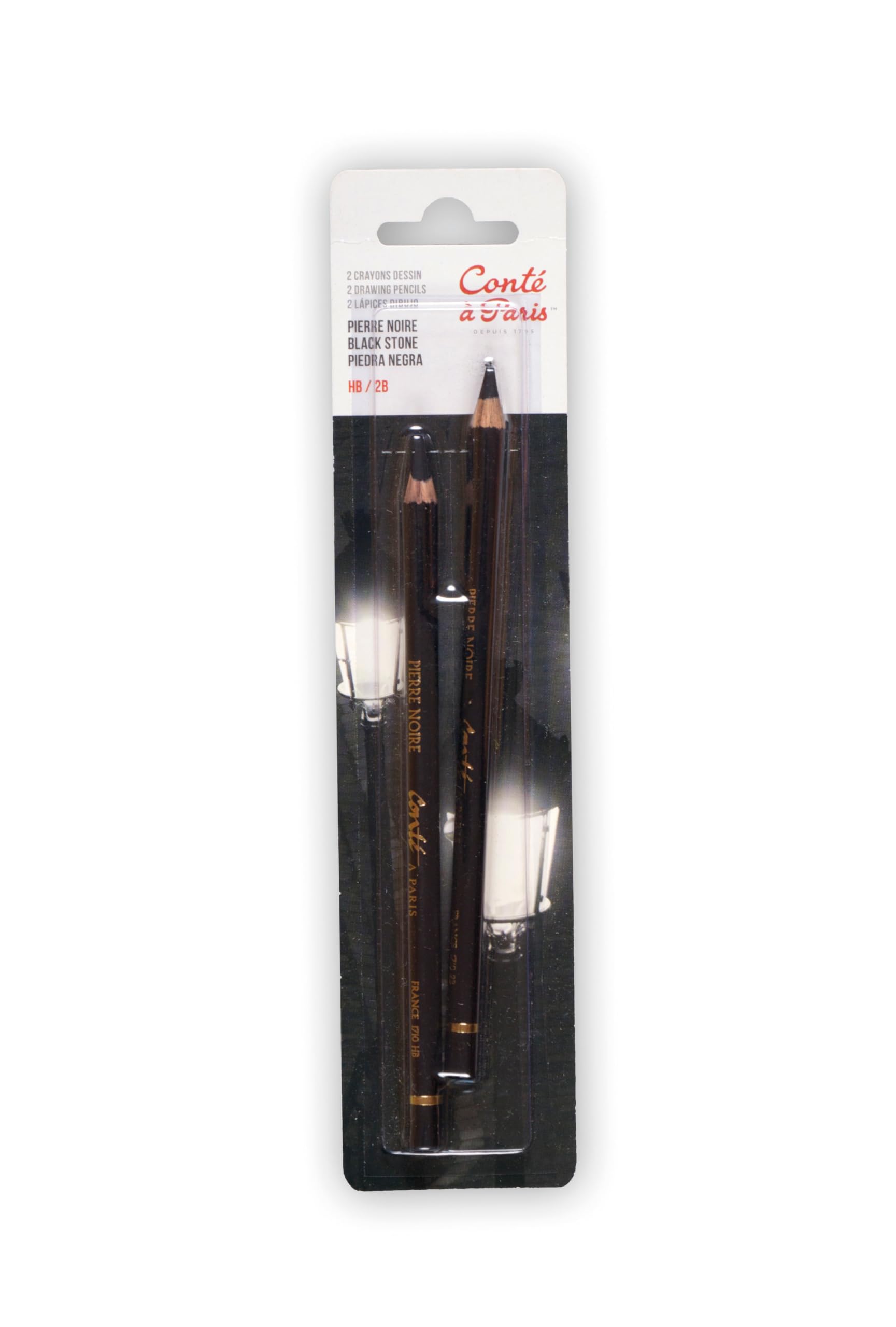Conté à Paris Pierre Noire HB and 2B Drawing Pencils (Pack of 2)