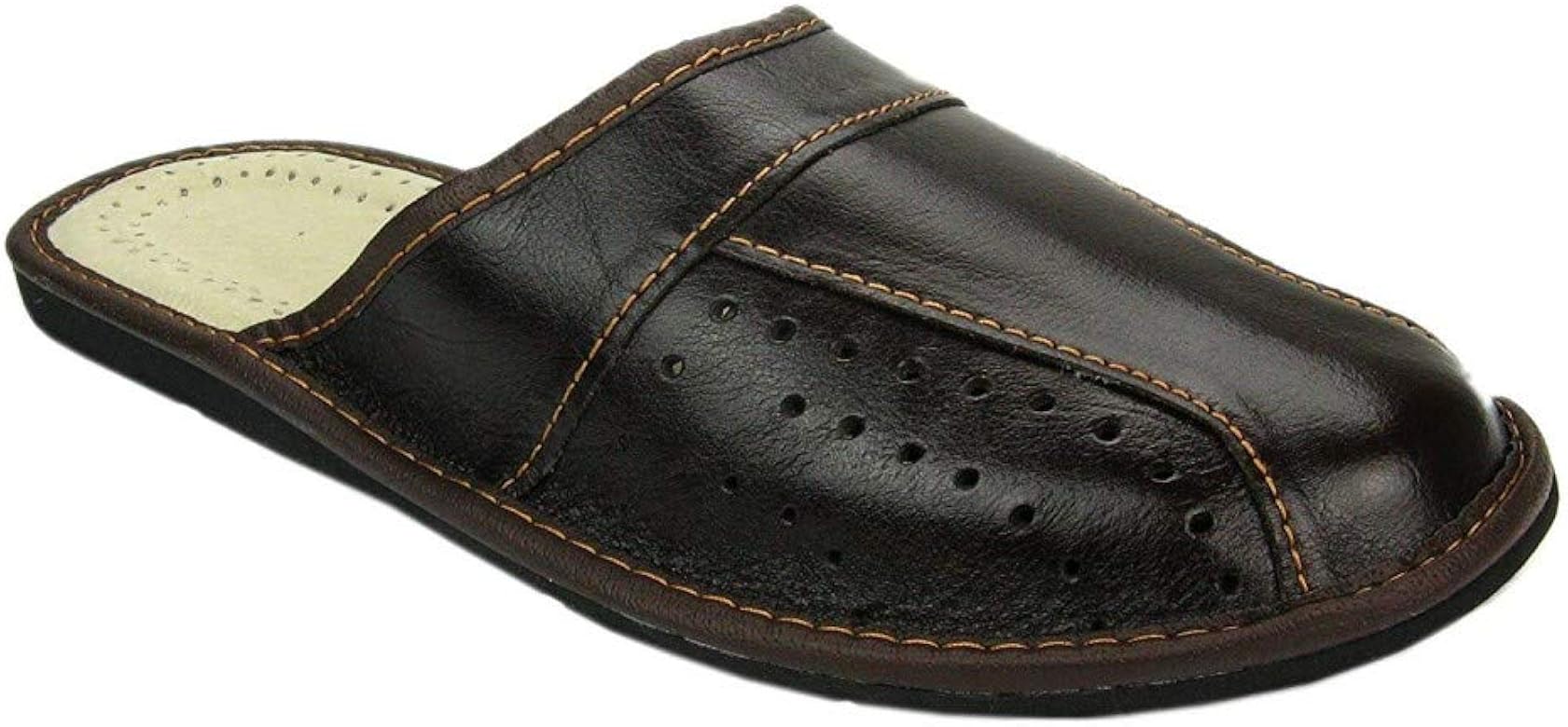 mens leather slippers amazon