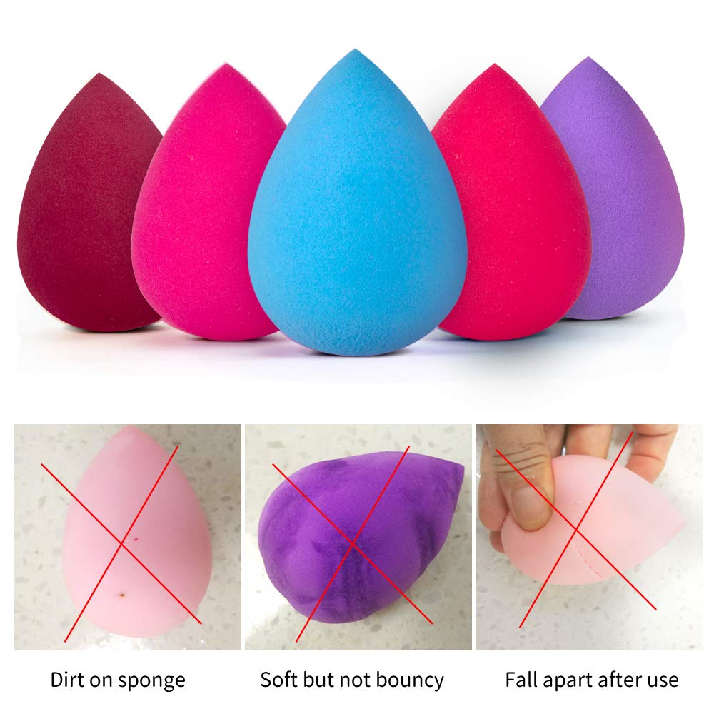 Premium 5PCS Makeup Sponge Blender, Latex Free Blending Foundation Sponge, Flawless for Powder, Cream and Liquid, Multi-Colored Makeup Egg : Beauty
