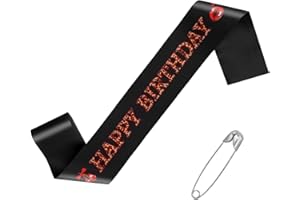 Cherry Leopard Birthday Sash, 80x9.5cm/31.5x3.74in Stylish Red & Black Cheetah Print Birthday Decoration with Pin for Girls W