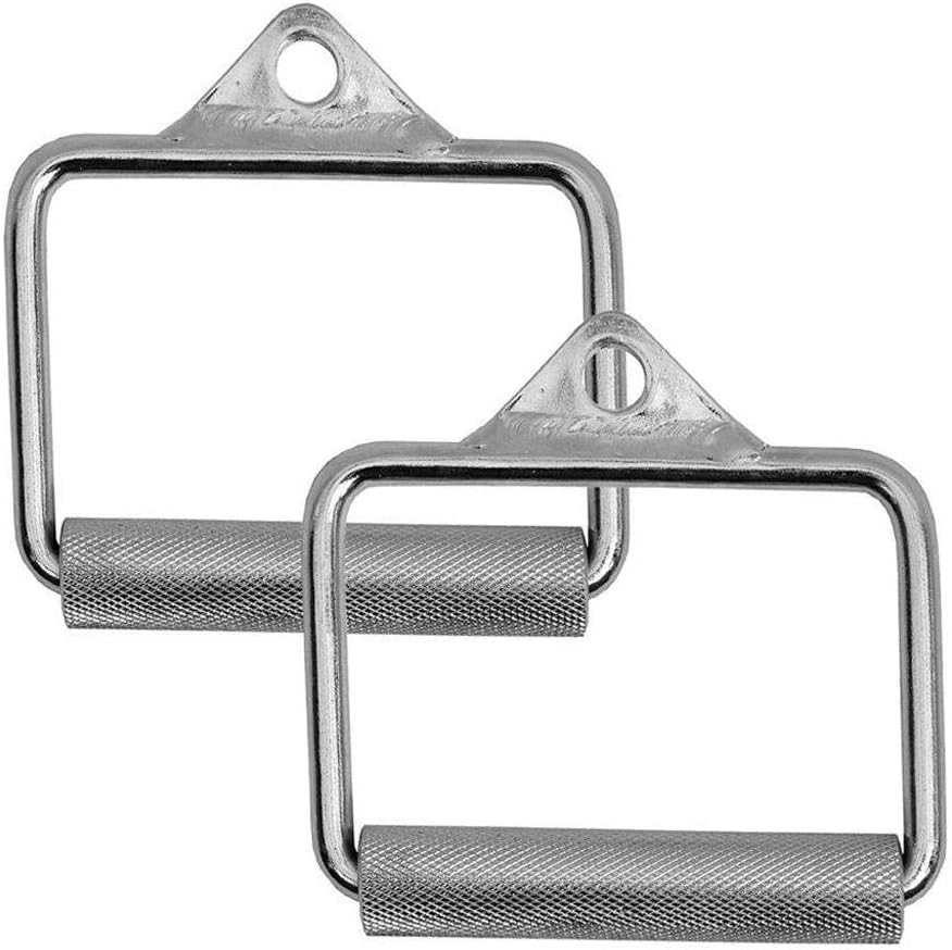FITNESS MANIAC 2X Handle Cable Attachments Machine Workout Fitness Barbell Chrome D-Handle Stirrup 1 Pair Weightlifting Accessories