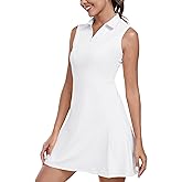 MoFiz Women's Black Sleeveless V-Neck Mini Dress with Shorts - Casual Golf Tennis Dress - Medium