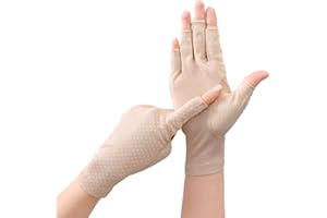 Bawnhaw Cotton Fingerless Driving Gloves for Women Men, Mesh Nonslip UV-Protection Summer Gloves for Nail Manicure, Cycling