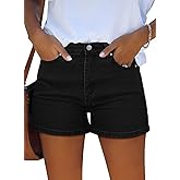 MixShe Jean Shorts for Women Mid-High Waisted Denim Shorts Casual Loose Straight Fit Summer Shorts