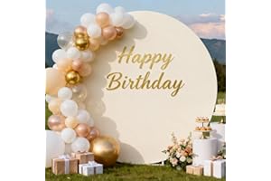 Socomi Round Arch Cover Spandex Fitted Arch Stand Covers Round Balloon Top Chiara for Wedding Birthday Party Baby Shower Ceremony Decoration Beige 7.2FT